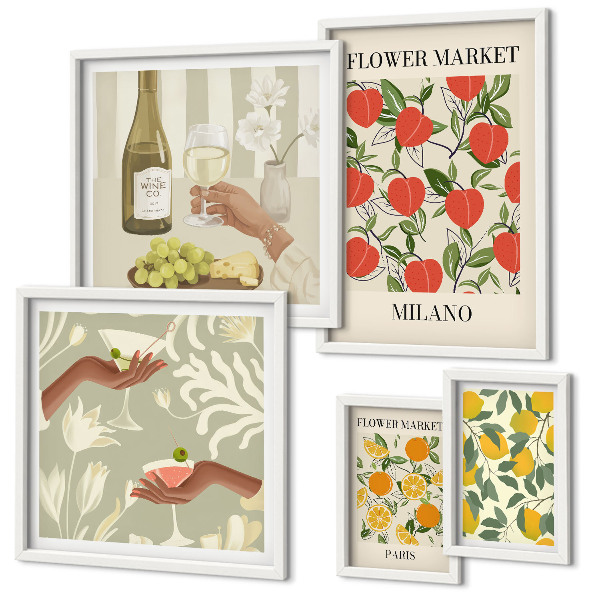 Pared galería de arte Feria de flores y frutas de época