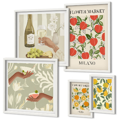 Pared galería de arte Feria de flores y frutas de época