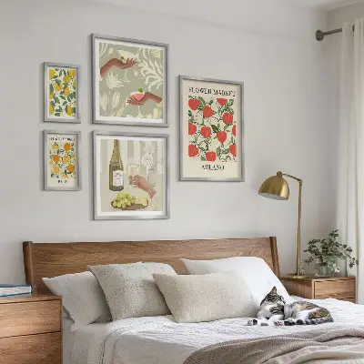 Impresión de arte para pared diseño feria de flores y frutas de época