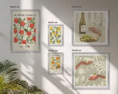 Impresión de arte para pared diseño feria de flores y frutas de época