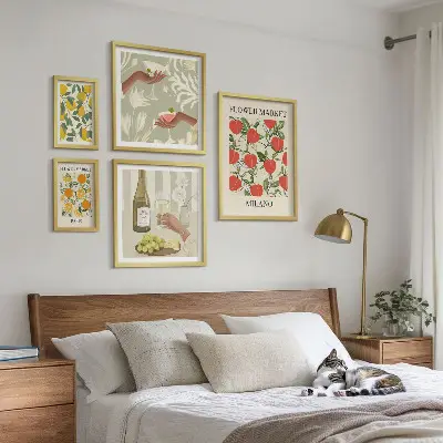 Impresión de arte para pared diseño feria de flores y frutas de época