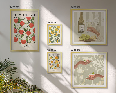 Pared galería de arte Feria de flores y frutas de época