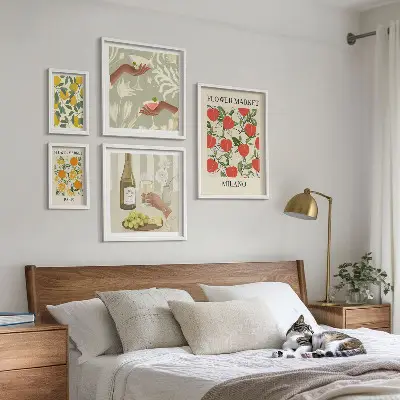Impresión de arte para pared diseño feria de flores y frutas de época