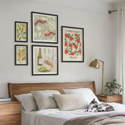 Impresión de arte para pared diseño feria de flores y frutas de época
