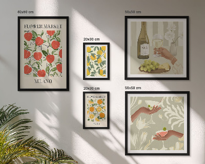 Pared galería de arte Feria de flores y frutas de época