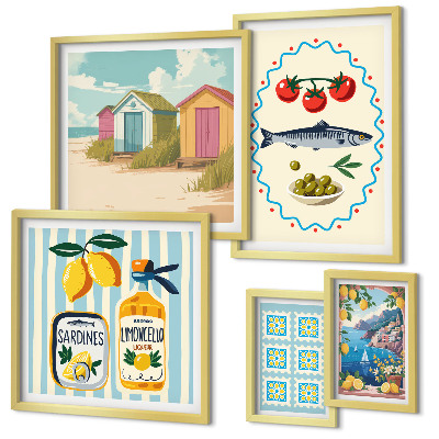 Conjunto de cuadros decorativos Sabores de la cocina mediterránea
