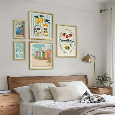 Conjunto de cuadros decorativos temática de sabores de la cocina mediterránea