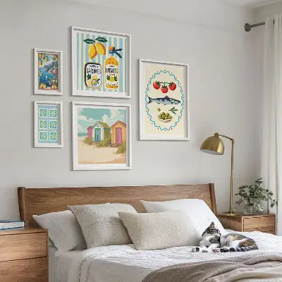 Conjunto de cuadros decorativos temática de sabores de la cocina mediterránea