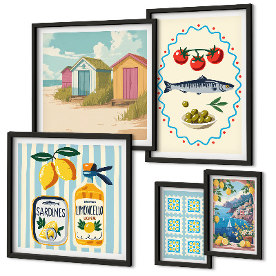 Conjunto de cuadros decorativos Sabores de la cocina mediterránea