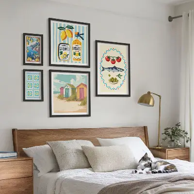 Conjunto de cuadros decorativos temática de sabores de la cocina mediterránea