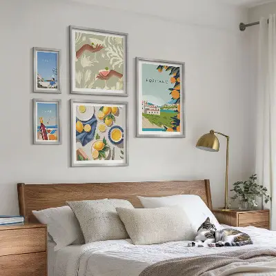 Conjunto de cuadros decorativos paisajes de vacaciones en Italia con Amalfi y Capri