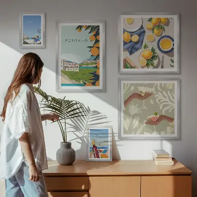 Conjunto de cuadros decorativos paisajes de vacaciones en Italia con Amalfi y Capri