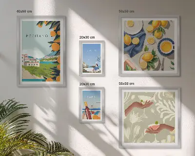Conjunto de cuadros decorativos paisajes de vacaciones en Italia con Amalfi y Capri