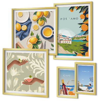 Conjunto de cuadros decorativos Vacaciones en Italia: Amalfi y Capri.