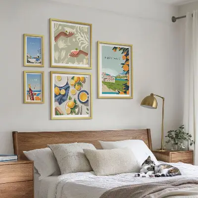 Conjunto de cuadros decorativos paisajes de vacaciones en Italia con Amalfi y Capri