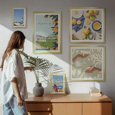 Conjunto de cuadros decorativos paisajes de vacaciones en Italia con Amalfi y Capri