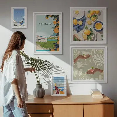 Conjunto de cuadros decorativos paisajes de vacaciones en Italia con Amalfi y Capri