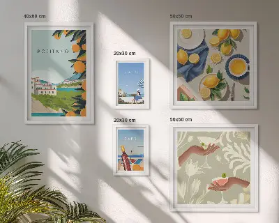 Conjunto de cuadros decorativos paisajes de vacaciones en Italia con Amalfi y Capri