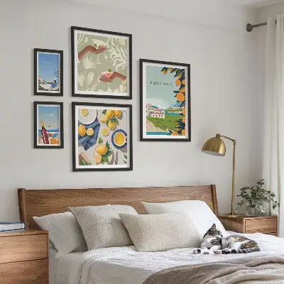 Conjunto de cuadros decorativos paisajes de vacaciones en Italia con Amalfi y Capri
