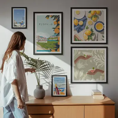 Conjunto de cuadros decorativos paisajes de vacaciones en Italia con Amalfi y Capri