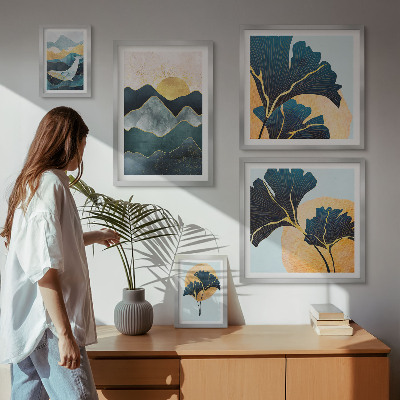 Pared galería de arte Paisajes de montaña con plantas de estilo elegante