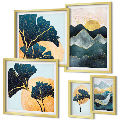Pared galería de arte Paisajes de montaña con plantas de estilo elegante