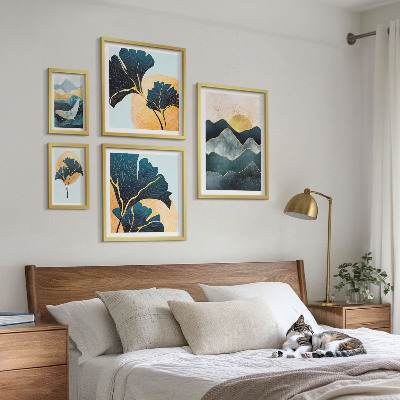 Pared galería de arte Paisajes de montaña con plantas de estilo elegante