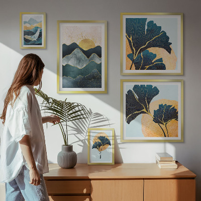 Pared galería de arte Paisajes de montaña con plantas de estilo elegante