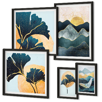 Pared galería de arte Paisajes de montaña con plantas de estilo elegante