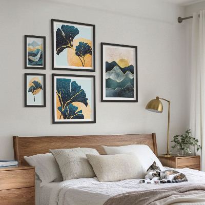 Pared galería de arte Paisajes de montaña con plantas de estilo elegante