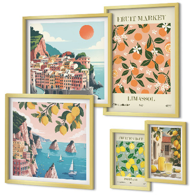Conjunto de cuadros decorativos Mercados de frutas junto al mar