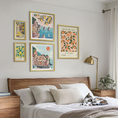 Conjunto de cuadros decorativos Mercados de frutas junto al mar