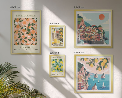 Conjunto de cuadros decorativos Mercados de frutas junto al mar