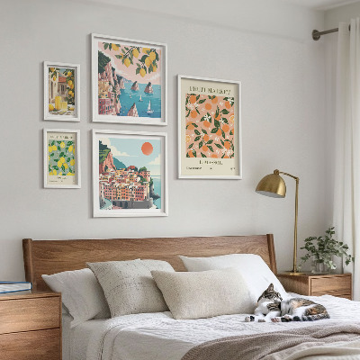 Conjunto de cuadros decorativos Mercados de frutas junto al mar