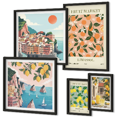 Conjunto de cuadros decorativos Mercados de frutas junto al mar