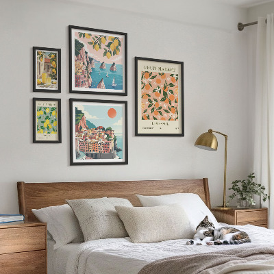 Conjunto de cuadros decorativos Mercados de frutas junto al mar