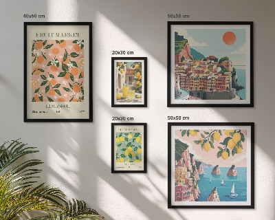 Conjunto de cuadros decorativos Mercados de frutas junto al mar
