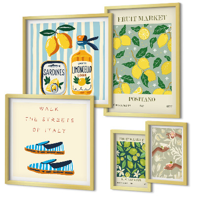 Set de 5 cuadros para salón Inspiraciones vintage frutales