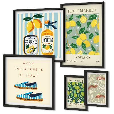 Set de 5 cuadros para salón Inspiraciones vintage frutales