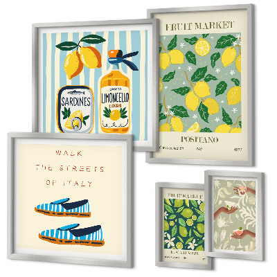 Set de 5 cuadros para salón Inspiraciones vintage frutales