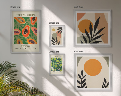 Conjunto de cuadros decorativos motivos retro de frutas tropicales