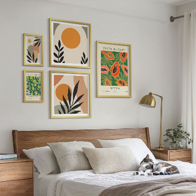 Conjunto de cuadros decorativos motivos retro de frutas tropicales