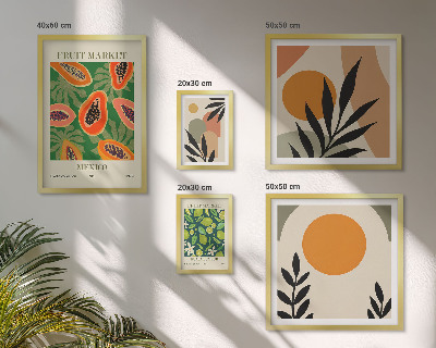 Conjunto de cuadros decorativos motivos retro de frutas tropicales