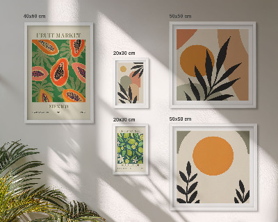 Conjunto de cuadros decorativos motivos retro de frutas tropicales