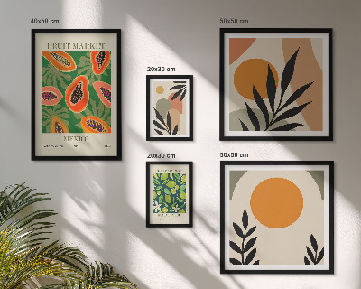 Conjunto de cuadros decorativos motivos retro de frutas tropicales