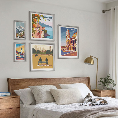 Set de 5 cuadros para salón Paisajes de ciudades europeas