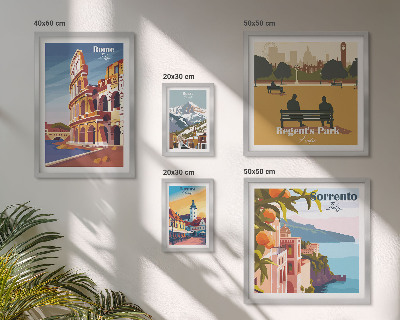 Set de 5 cuadros para salón Paisajes de ciudades europeas