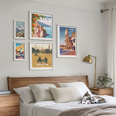 Set de 5 cuadros para salón Paisajes de ciudades europeas