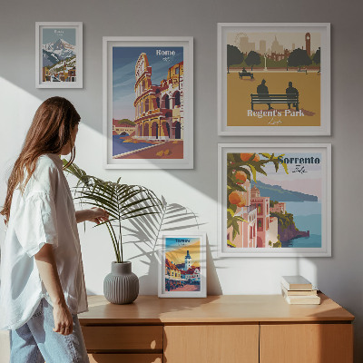 Set de 5 cuadros para salón Paisajes de ciudades europeas