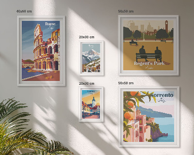 Set de 5 cuadros para salón Paisajes de ciudades europeas